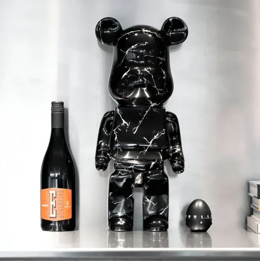 Aero Bear 50cm Black Resin Indoor Sculpture