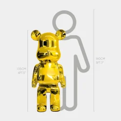 Aero Bear 135cm Gold Resin Indoor Sculpture