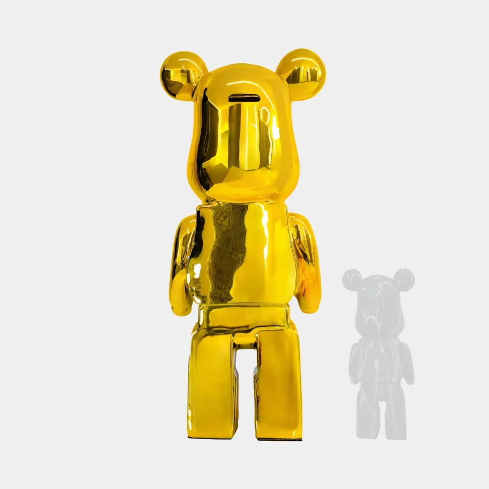 Aero Bear 135cm Gold Resin Indoor Sculpture