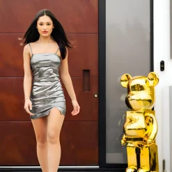 Aero Bear 135cm Gold Resin Indoor Sculpture