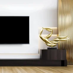 Aero Stream 50cm Gold Metal Indoor Sculpture