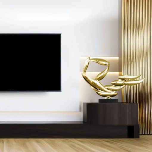 Aero Stream 50cm Gold Metal Indoor Sculpture