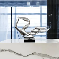 Aero Stream 50cm Silver Metal Indoor Sculpture