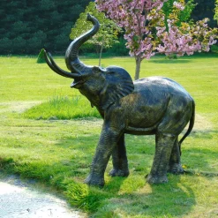 African Elephant Bronze Metal Garden Statue
