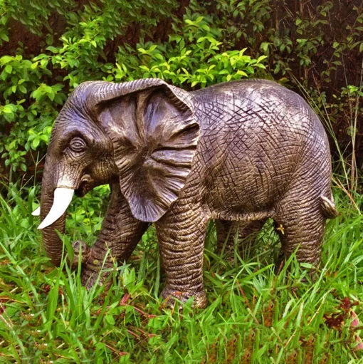 African Elephant 42cm Bronze Marble Resin Garden Ornament
