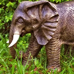 African Elephant 42cm Bronze Marble Resin Garden Ornament