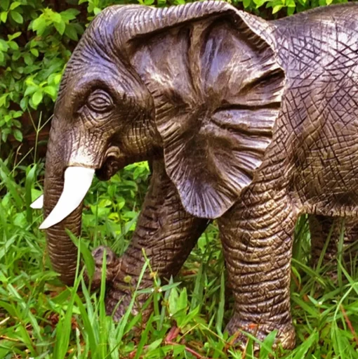 African Elephant 42cm Bronze Marble Resin Garden Ornament