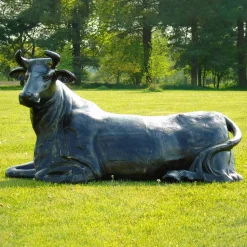 Angus Cow Life-Size Bronze Metal Garden Statue