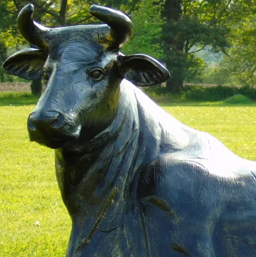 Angus Cow Life-Size Bronze Metal Garden Statue