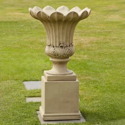 Annecy Vase on Pedestal Stone Garden Planter