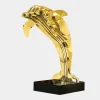 Aqua Dolphin 70cm Gold Metal Garden Sculpture
