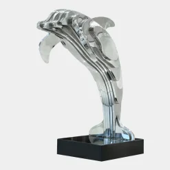 Aqua Dolphin 105cm Silver Metal Garden Sculpture