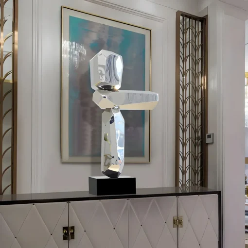 Astrolith 90cm Silver Metal Indoor Sculpture v1