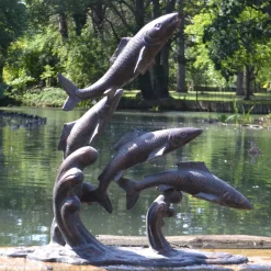 Atlantic Salmon Fish Bronze Metal Garden Sculpture