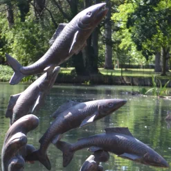Atlantic Salmon Fish Bronze Metal Garden Sculpture