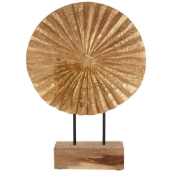 Aurora Disc 48cm Gold Wood Indoor Sculpture