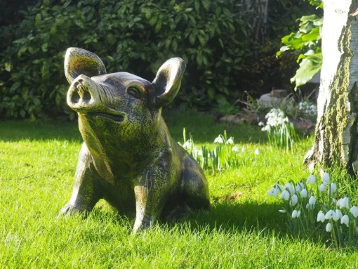 Baby Piglet Bronze Metal Garden Ornament