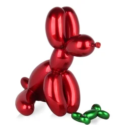 Balloon Dog & Bone 46cm Red Resin Indoor Sculpture