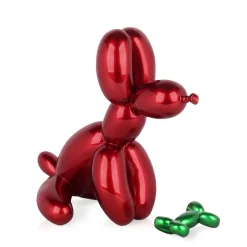Balloon Dog & Bone 28cm Red Resin Indoor Sculpture