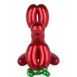 Balloon Dog & Bone 46cm Red Resin Indoor Sculpture
