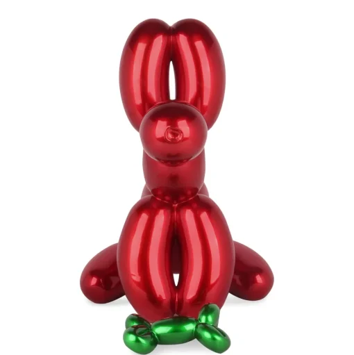 Balloon Dog & Bone 46cm Red Resin Indoor Sculpture