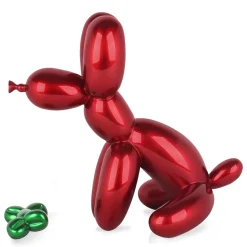 Balloon Dog & Bone 46cm Red Resin Indoor Sculpture
