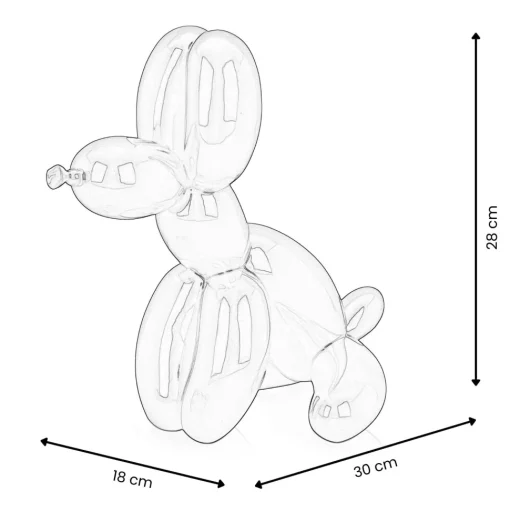 Balloon Dog & Bone 28cm Silver Resin Indoor Sculpture