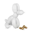 Balloon Dog & Bone 28cm White Resin Indoor Sculpture