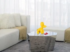 Balloon Dog & Bone 28cm Yellow Resin Indoor Sculpture