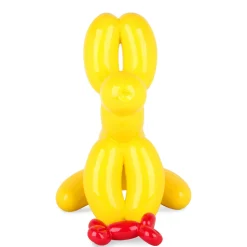 Balloon Dog & Bone 46cm Yellow Resin Indoor Sculpture