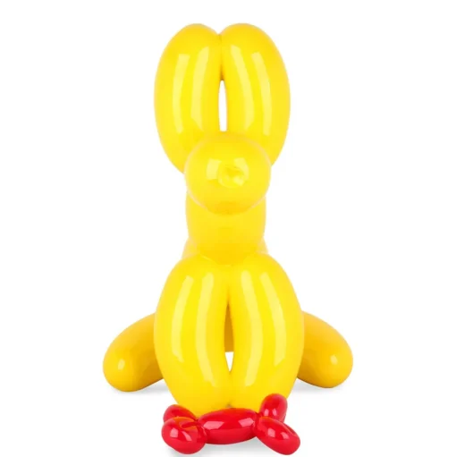 Balloon Dog & Bone 46cm Yellow Resin Indoor Sculpture