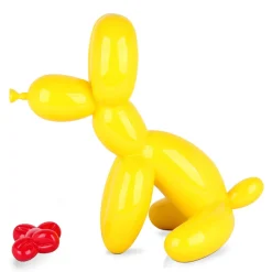 Balloon Dog & Bone 46cm Yellow Resin Indoor Sculpture