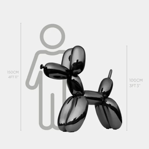 Balloon Dog 100cm Black Fibreglass Indoor Sculpture