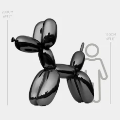 Balloon Dog 200cm Black Metal Garden Sculpture