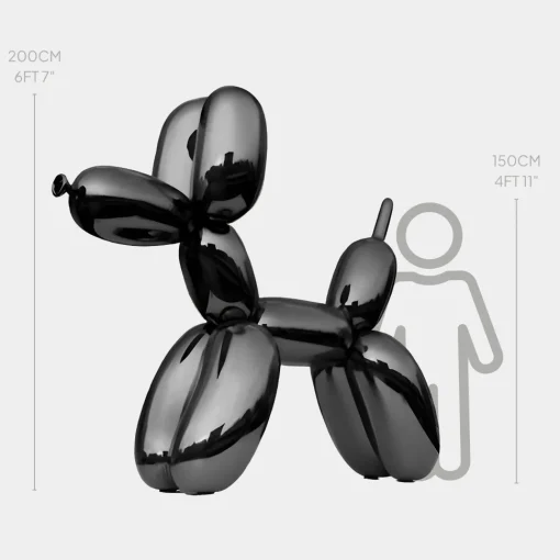 Balloon Dog 200cm Black Metal Garden Sculpture