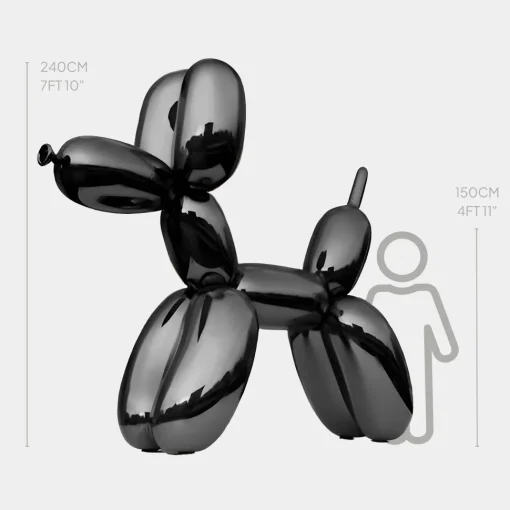 Balloon Dog 240cm Black Metal Garden Sculpture