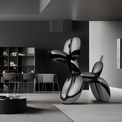 Balloon Dog 80cm Black Metal Garden Sculpture