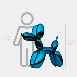 Balloon Dog 100cm Blue Fibreglass Indoor Sculpture