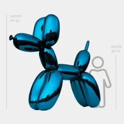 Balloon Dog 240cm Blue Metal Garden Sculpture
