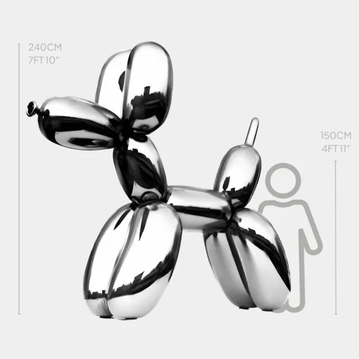 Balloon Dog 240cm Chrome Metal Garden Sculpture