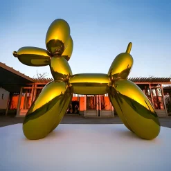 Balloon Dog 80cm Gold Metal Garden Sculpture