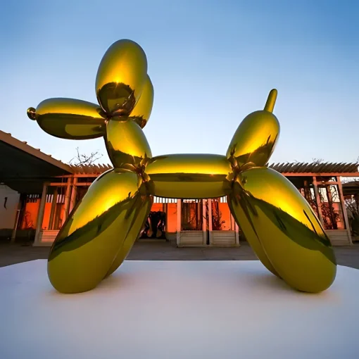 Balloon Dog 80cm Gold Metal Garden Sculpture