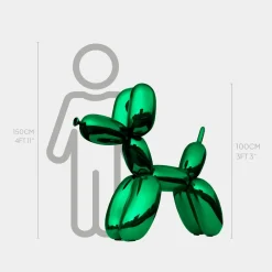 Balloon Dog 100cm Green Metal Garden Sculpture