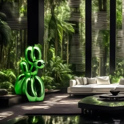 Balloon Dog 100cm Green Metal Garden Sculpture