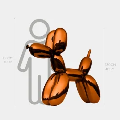 Balloon Dog 130cm Orange Metal Garden Sculpture
