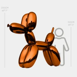Balloon Dog 200cm Orange Metal Garden Sculpture