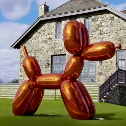 Balloon Dog 80cm Orange Metal Garden Sculpture