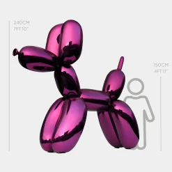 Balloon Dog 240cm Purple Metal Garden Sculpture