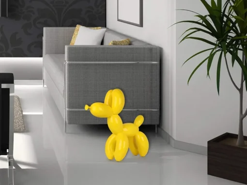 Balloon Dog 62cm Yellow Resin Indoor Sculpture