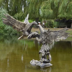 Battle of Eagles Bronze Metal Garden Statue